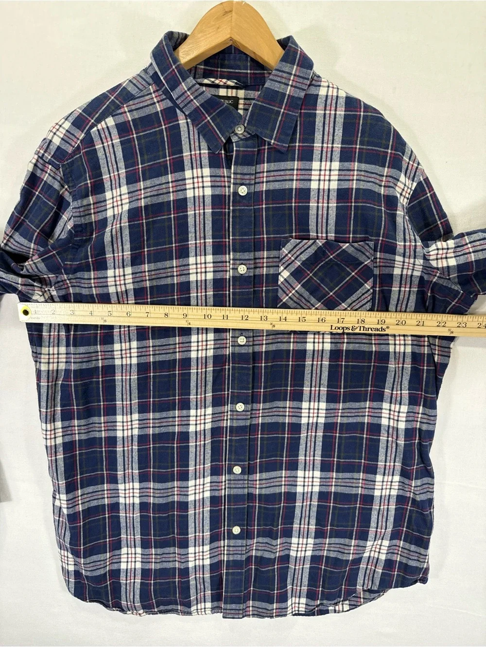 Banana Republic Navy, White & Red Plaid Button-Down Shirt - Men's